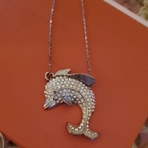 Elegant Silver Dolphin Pendant Necklace